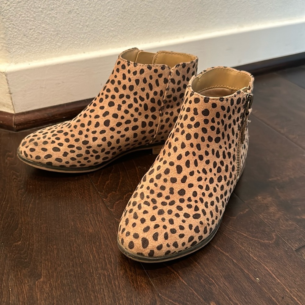 Leopard print ankle boots, kids size 13